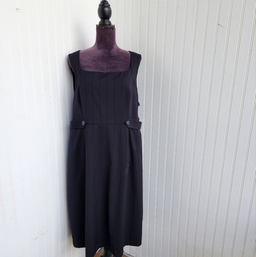 NWT Merona Black Striped Sleeveless Sheath Dress Square Neck Carrier Sz 16W